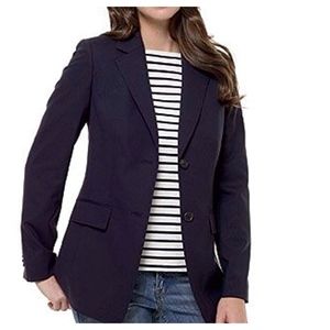 Lands' End Regular Perfect Navy Blue Wool Blazer